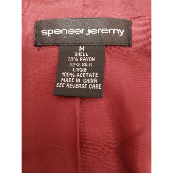 Spencer Jeremy Silk Velvet Blazer Sz M Burgundy Whimsi Holiday Party Elegant Vtg - Picture 13 of 15